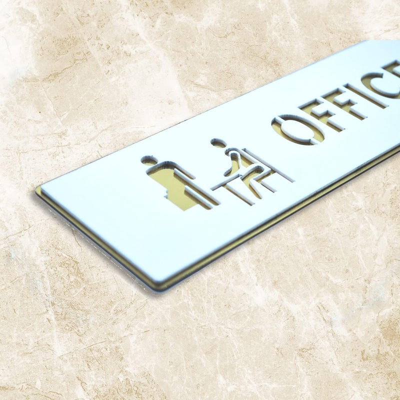 Sign Studio Premium White Gold Finish Acrylic Office Door Sign – Easy Mount Self-Adhesive Tape Signage for Hotel, Office, Resort, Society, Corporate, Business & Hospital - Image 3