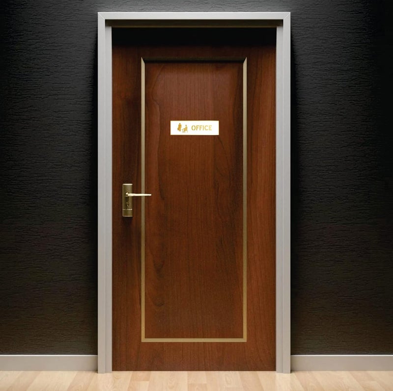 Sign Studio Premium White Gold Finish Acrylic Office Door Sign – Easy Mount Self-Adhesive Tape Signage for Hotel, Office, Resort, Society, Corporate, Business & Hospital - Image 1