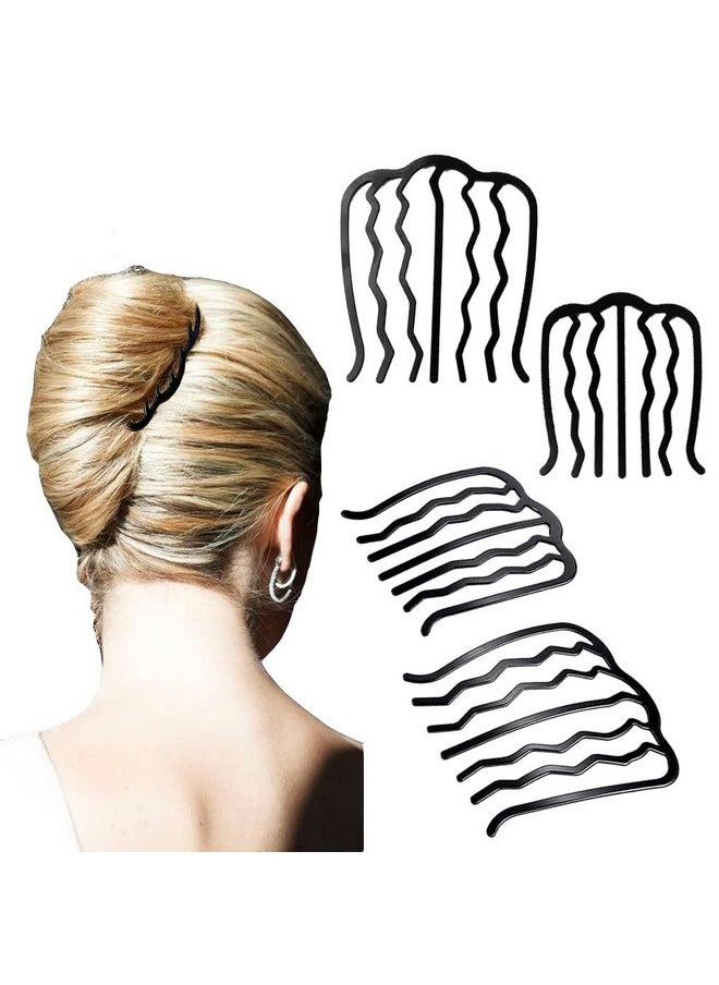 metulip - 4 Pcs Hair Fork Clip Metal Hair Side Combs Bun Updo Hair Sticks French Twist Hair Tool Bun Hair Pins Clips Grips For Women Girls - Image 1