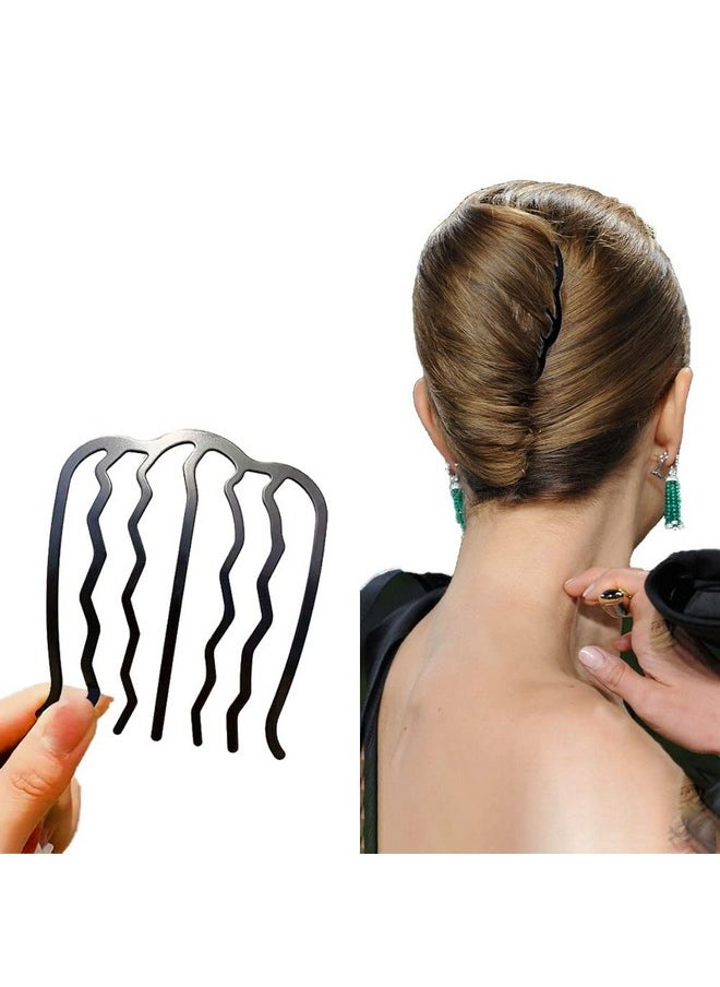 metulip - 4 Pcs Hair Fork Clip Metal Hair Side Combs Bun Updo Hair Sticks French Twist Hair Tool Bun Hair Pins Clips Grips For Women Girls - Image 1