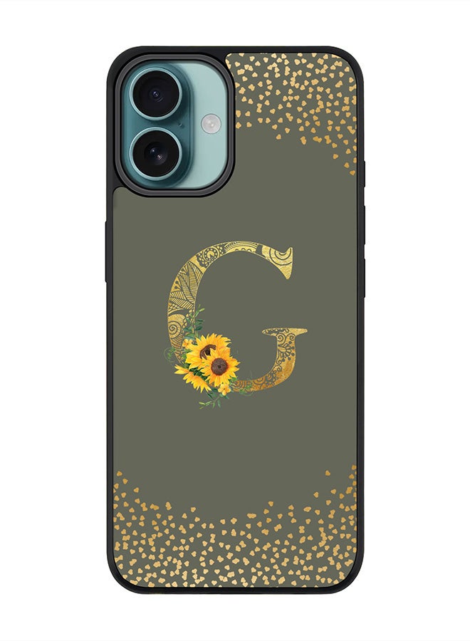 Stylizedd For iPhone 16 Plus Case [Compatible with MagSafe] Slim Magnetic cover Phone Case iPhone 16 Plus -Custom Floral Monogram - G (Olive Green ) - Image 1