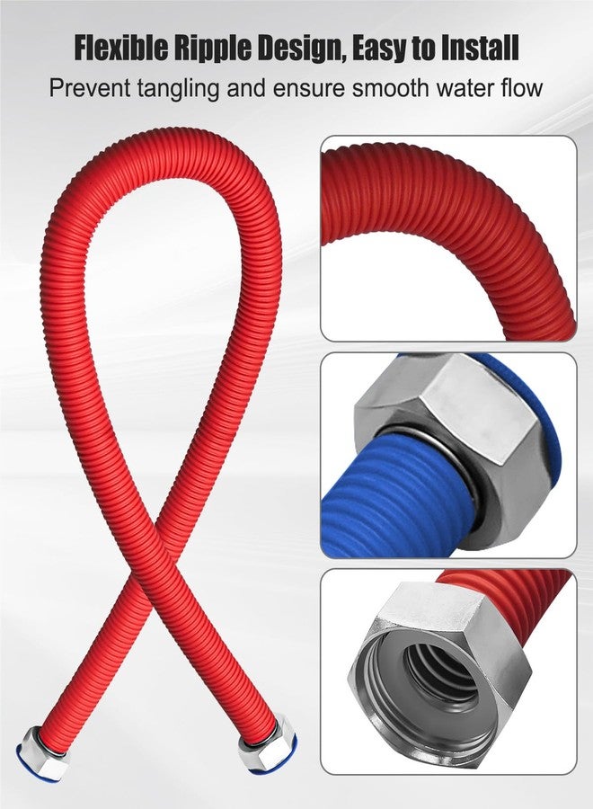 تيكساينس موصل سخان مياه مرن من الفولاذ المقاوم للصدأ مقاس 36 بوصة، خرطوم مرن لسخان المياه الساخن والبارد مقاس 1 بوصة × 1 بوصة من FIP، قطعتان - Image 2