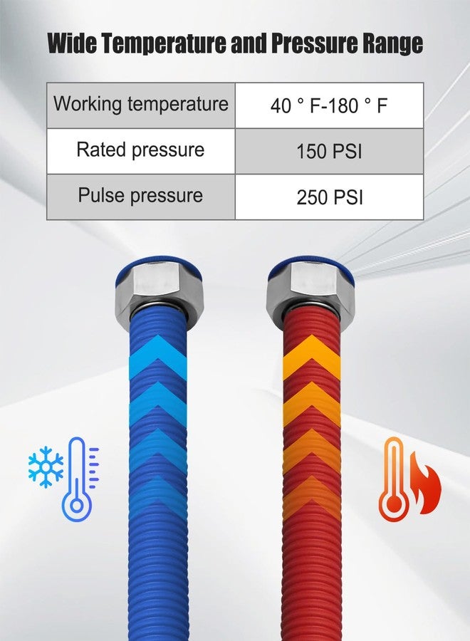 تيكساينس موصل سخان مياه مرن من الفولاذ المقاوم للصدأ مقاس 36 بوصة، خرطوم مرن لسخان المياه الساخن والبارد مقاس 1 بوصة × 1 بوصة من FIP، قطعتان - Image 3