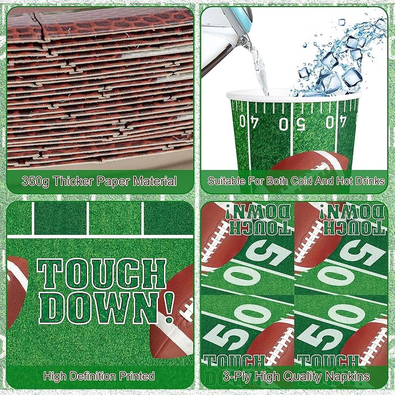 عربست Football Party Supplies Set, Including Football Plates Napkins Cups and Banner - Image 4