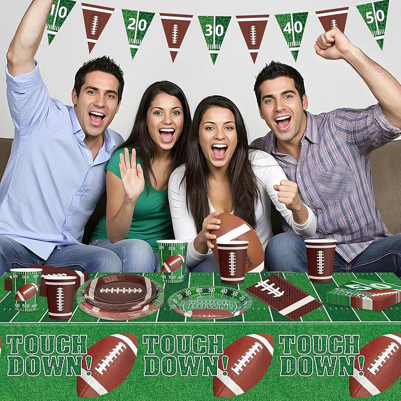 عربست Football Party Supplies Set, Including Football Plates Napkins Cups and Banner - Image 5