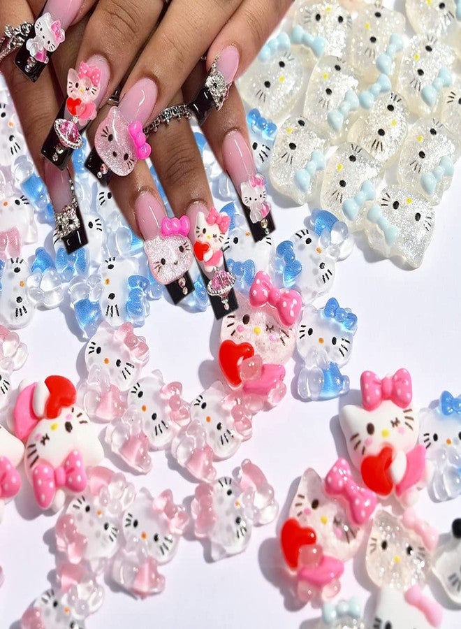 YKLWNN 40 Pcs Cute Cartoon Charms Kawaii Decals Flatback Resin Design 3D Nail Charms for Acrylic Nails Rhinestone Supplies Cat Decoration DIY Accessories K1 - Image 1