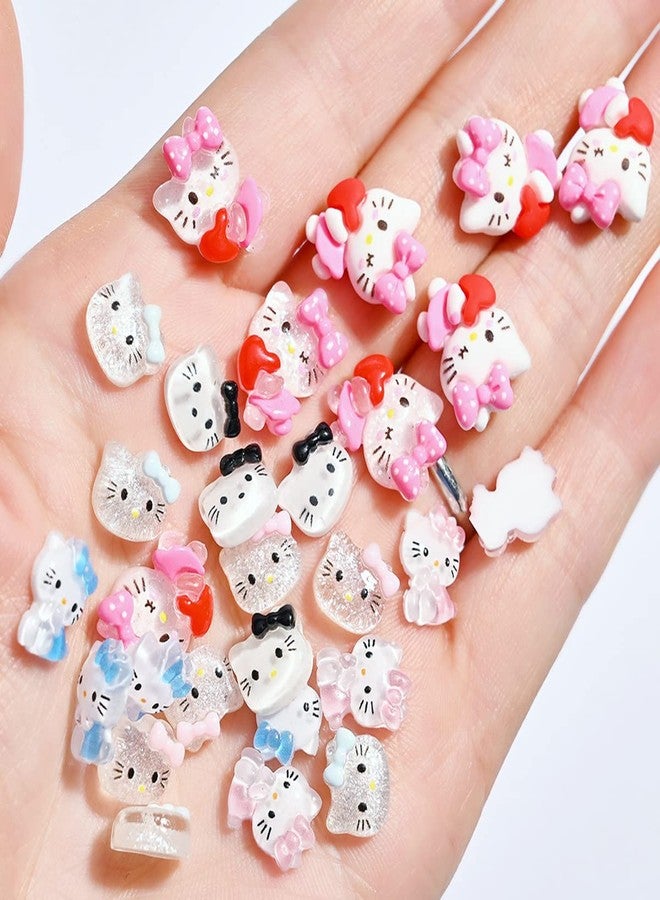 YKLWNN 40 Pcs Cute Cartoon Charms Kawaii Decals Flatback Resin Design 3D Nail Charms for Acrylic Nails Rhinestone Supplies Cat Decoration DIY Accessories K1 - Image 3