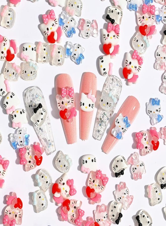 YKLWNN 40 Pcs Cute Cartoon Charms Kawaii Decals Flatback Resin Design 3D Nail Charms for Acrylic Nails Rhinestone Supplies Cat Decoration DIY Accessories K1 - Image 2