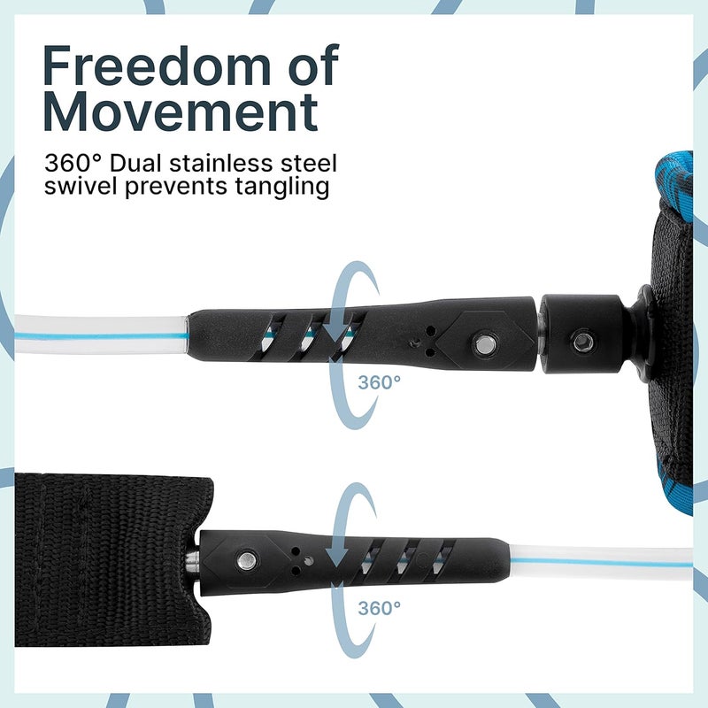 BPS ‘Storm’ Premium 7.2mm Coil SUP Leash Paddleboard Ankle Leash Quick Release Tab, with Waterproof Waist Bag Longboard Surfboard Stand-up Paddleboard Accessories - Image 3