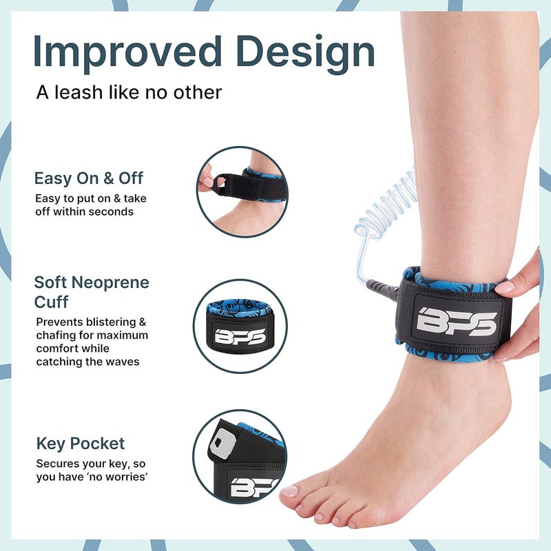 BPS ‘Storm’ Premium 7.2mm Coil SUP Leash Paddleboard Ankle Leash Quick Release Tab, with Waterproof Waist Bag Longboard Surfboard Stand-up Paddleboard Accessories - Image 4