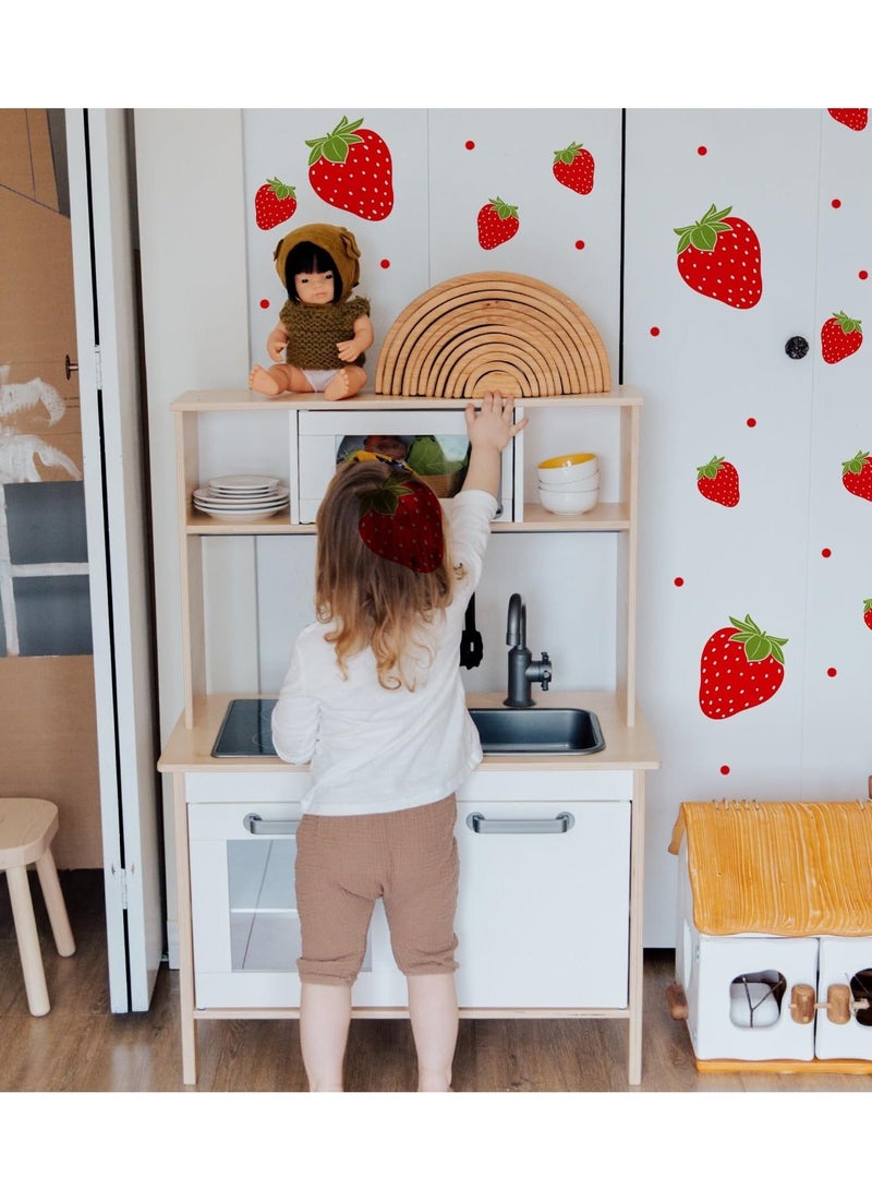 Captaintech Wall Decals, Strawberry Wall Decals, Colorful PVC Stickers for Room Decor, Peel and Stick Fruit Wall Stickers for Living Room Background Kitchen Cabinet Window, 4 Sheets - Image 3