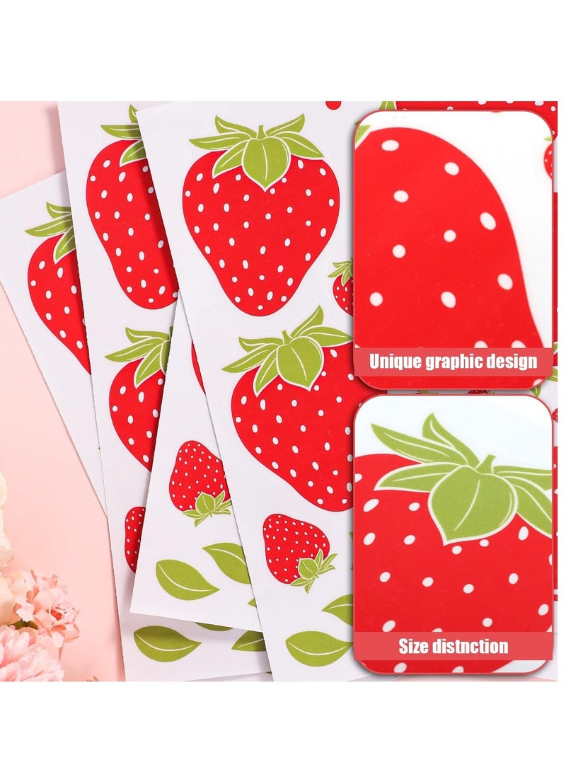 Captaintech Wall Decals, Strawberry Wall Decals, Colorful PVC Stickers for Room Decor, Peel and Stick Fruit Wall Stickers for Living Room Background Kitchen Cabinet Window, 4 Sheets - Image 4