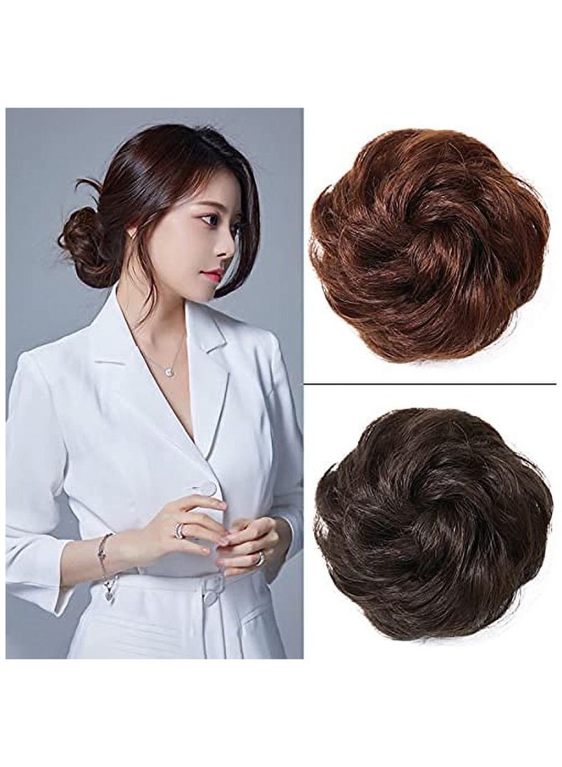 Estelle Eestelle messyBun Scrunchie with Elastic Rubber Band Ponytail Hair Extensions Updo Chignon Donut Ponytail Hairpiece Synthetic Tousled Hair for Women (5126#) - Image 3