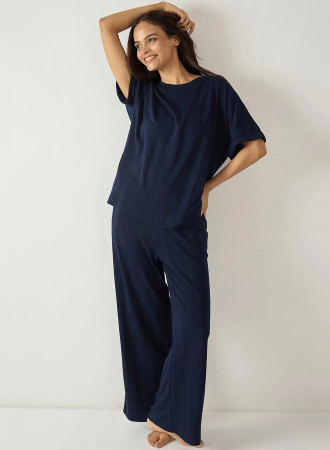 Femmella  Women Relaxed Fit Top and Pants Lounge Set for Women | Best Price UAE