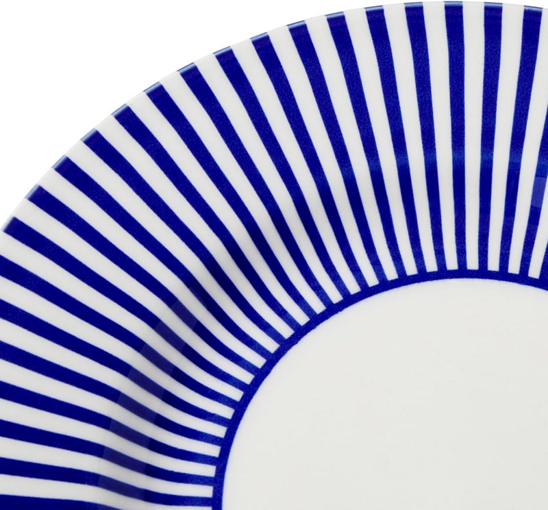 Spode Spode Steccato Collection  875 Salad Plate Stripe Cobalt Blue  Made of Fine Earthenware  Microwave and Dishwasher Safe  Made in England  Large Serving Plate for Salad Pasta or Appetizers  - Image 3