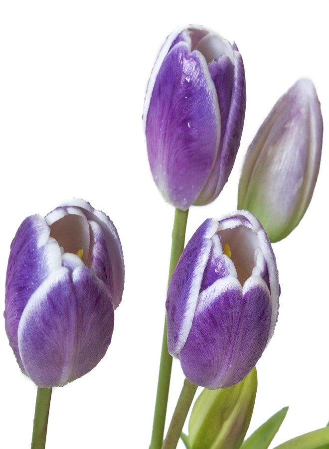DUYONE 15pcs Artificial Tulips Flowers, Real Touch Latex Bouquet, Fake Tulips for Office Wedding Party Home Kitchen Garden Decoration-B Amethyst - Image 3