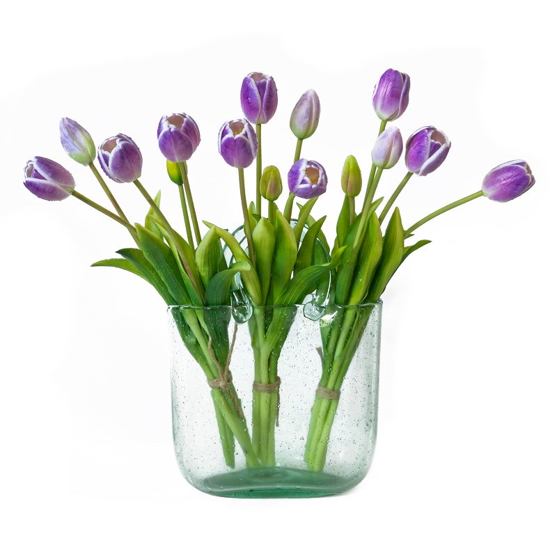 DUYONE 15pcs Artificial Tulips Flowers, Real Touch Latex Bouquet, Fake Tulips for Office Wedding Party Home Kitchen Garden Decoration-B Amethyst - Image 1