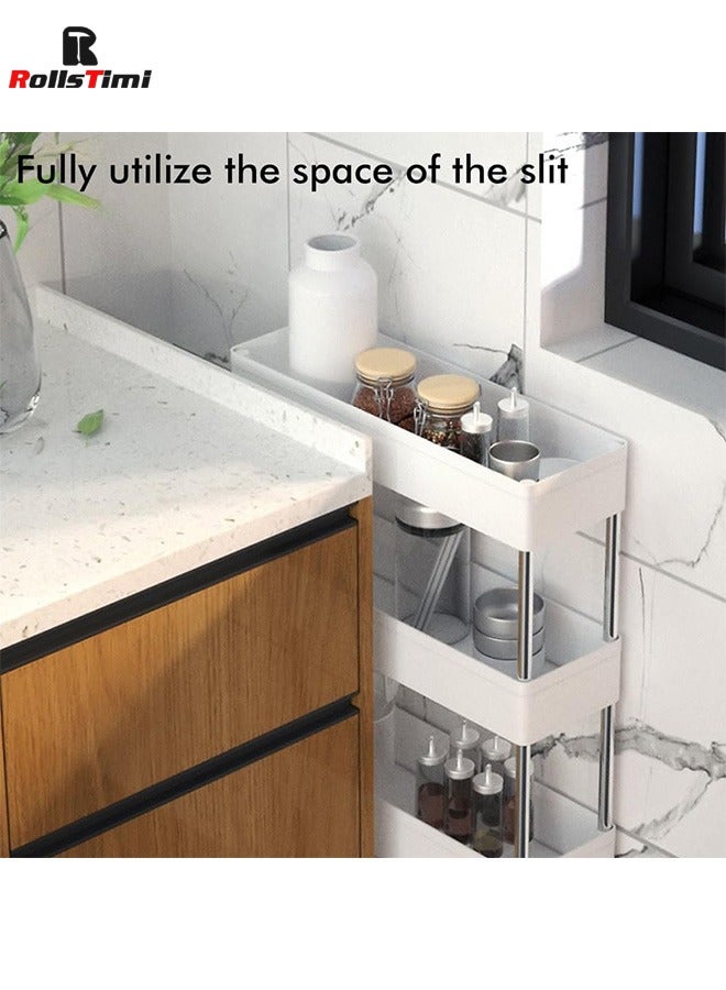 RollsTimi  3-Tier Plastic Storage Organizer Rolling Cart with Slim Shelves in Black - Image 3