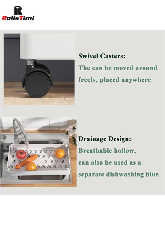 RollsTimi  3-Tier Plastic Storage Organizer Rolling Cart with Slim Shelves in Black - Image 5