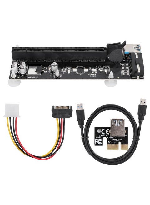 محول كابل طاقة بطاقات الرسوميات PCI-E إلى PCIe 1x إلى 16x 4Pin
