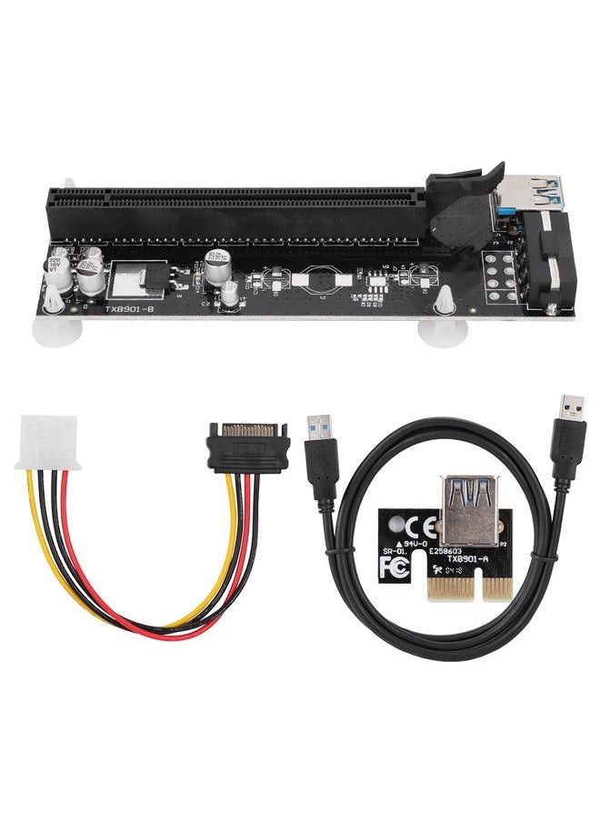 Thoraya محول كابل طاقة بطاقات الرسوميات PCI-E إلى PCIe 1x إلى 16x 4Pin  - Image 1