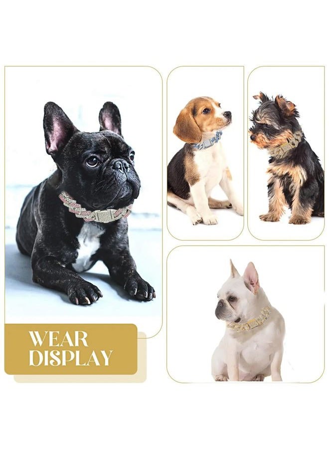 WeimoMonkey Dog Chain Collars, Diamond Necklace Rhinestone Bling Glitter Metal Choke Cuban Link Dog Collar, 14mm Wide Pet Jewelry for Puppy XS Small Medium Large Dogs Cats,Pink (8inch) - Image 3
