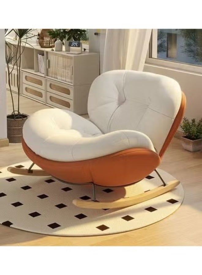 fashionhome Set of 2 Modern Upholstered Recliner High Back Ergonomic Comfy Rocking Chair with Footrest Patio Rocking Chair Couch Lounge Single Sofa Chair for Balcony Outdoor Chair Contemporary Accent Chair Leisure Chair for Living Room 90x100x75 and 40x30x20 cm (Fully Assembled) - Image 2