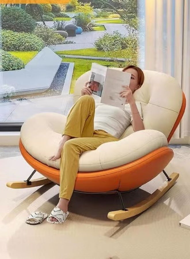 fashionhome Set of 2 Modern Upholstered Recliner High Back Ergonomic Comfy Rocking Chair with Footrest Patio Rocking Chair Couch Lounge Single Sofa Chair for Balcony Outdoor Chair Contemporary Accent Chair Leisure Chair for Living Room 90x100x75 and 40x30x20 cm (Fully Assembled) - Image 4