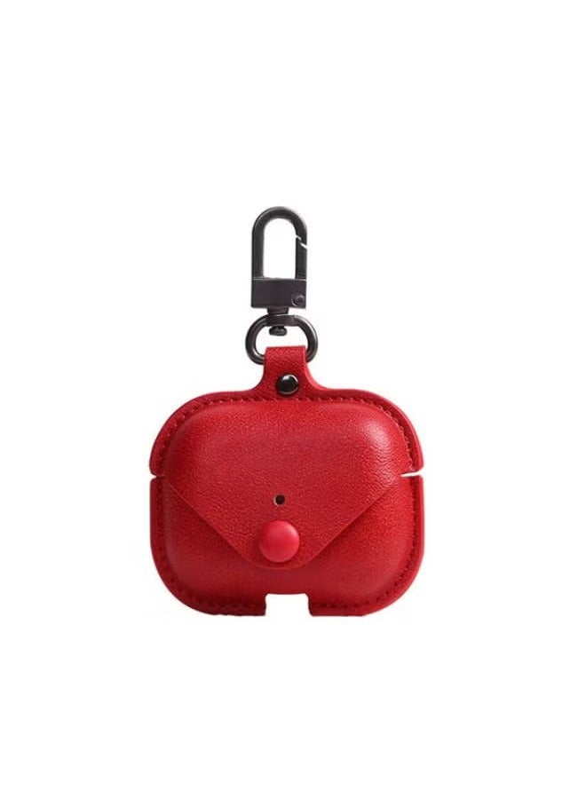 SHOPI AirPods Pro Case Leather Pocket, Full Cover Protective Earbuds Earpods, Perfect Fit for Apple AirPods Pro (RED)