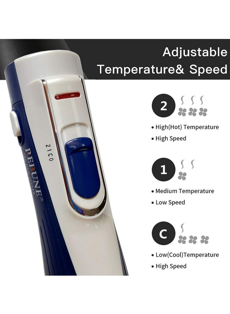 REBUNE Original 1200Watts Electric Hair Styler Brush Hair Dryer Straigghtener Curler Comb With 2 Attachments White/Blue - Image 5