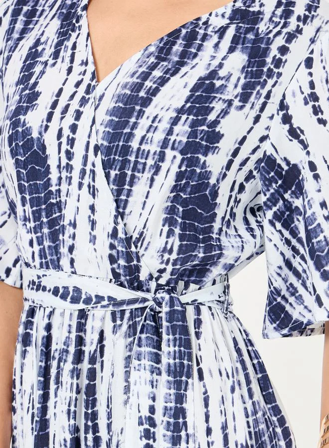 Styli Tie & Dye Print A-Line Maxi Dress