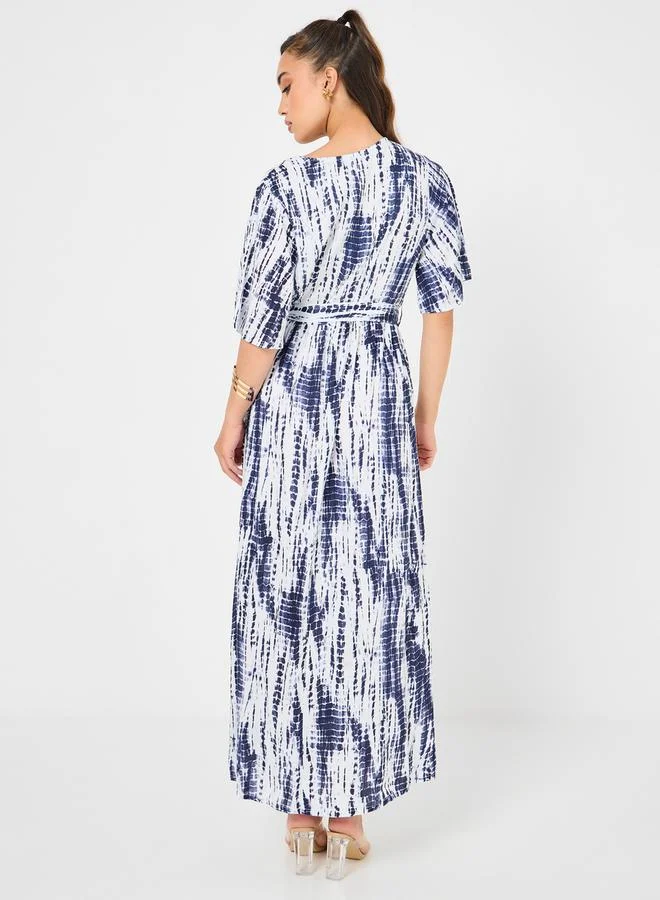 Styli Tie & Dye Print A-Line Maxi Dress