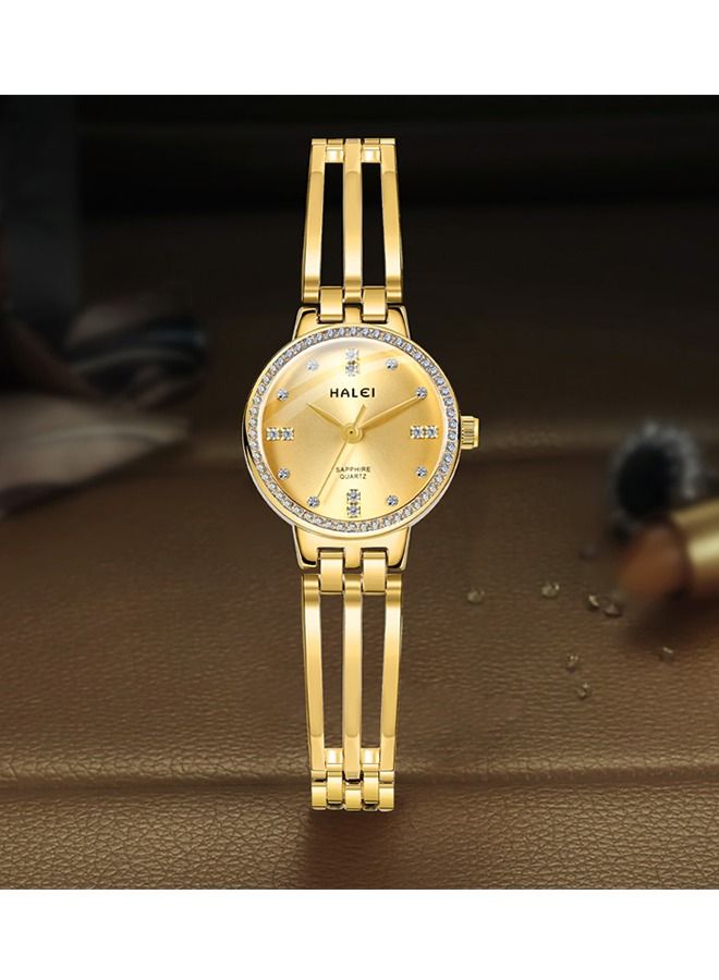 هالي ساعة HALEI Harley نسائية فاخرة - إسوارة كريستال فولاذ صلب - إكسسوار أنيق براق - هدية موضة - Image 4