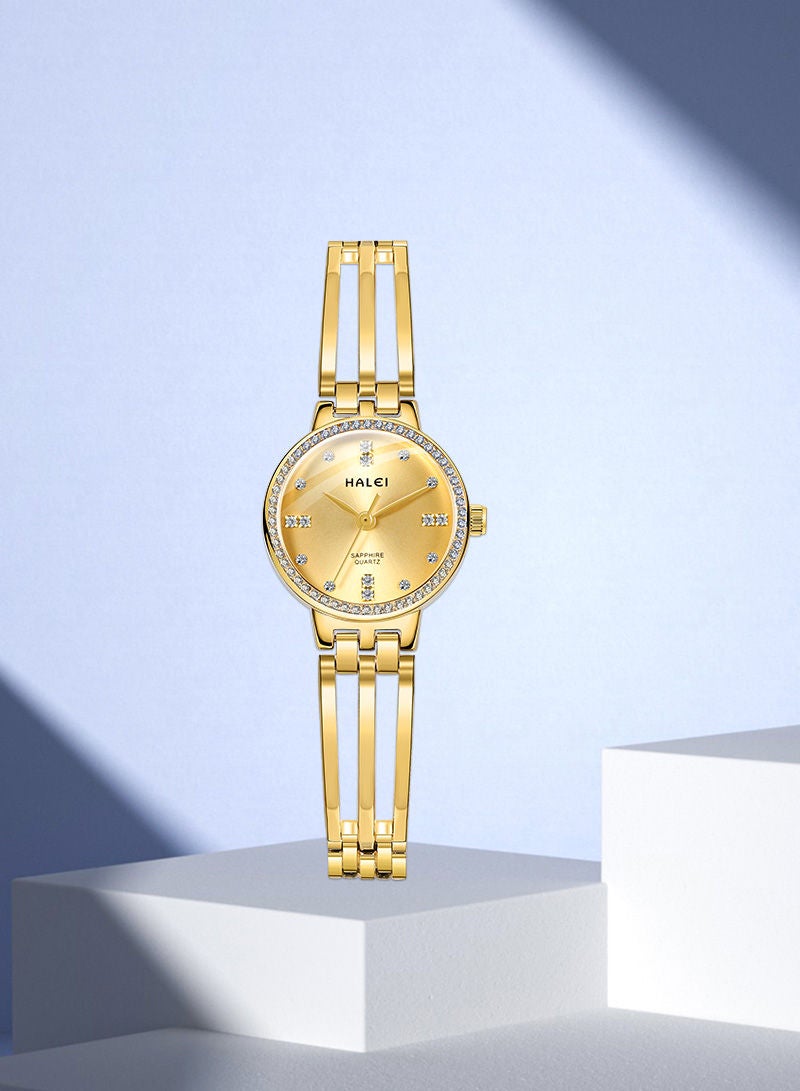 هالي ساعة HALEI Harley نسائية فاخرة - إسوارة كريستال فولاذ صلب - إكسسوار أنيق براق - هدية موضة - Image 5