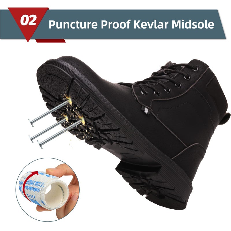 ANGRYRAM Steel Toe Boots for Men Comfortable Waterproof Construction Work Boots for Men Slip Resistant Lightweight Safety Shoes Botas de Trabajo Seguridad para Hombre - Image 3
