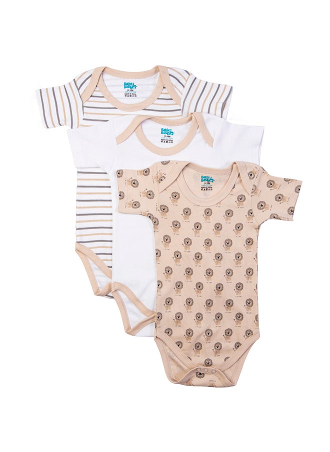 Babies Basic Printed Romper/Bodysuit For Babies - Pack Of 3, Multi Color  - Image 1