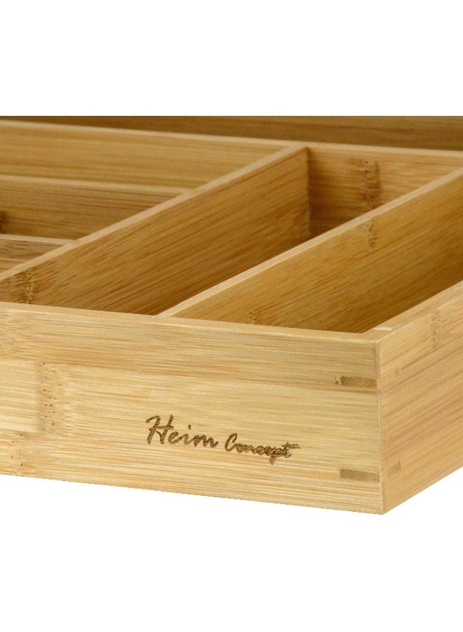 Heim Concept Heim Concept Organic Bamboo Utility Drawer,  6-Slot Organizer Cutlery Tray Layout for Utensils Utility Accessories  - Image 3