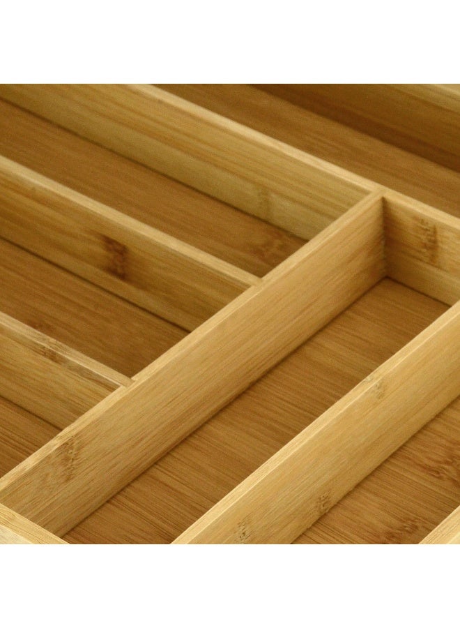 Heim Concept Heim Concept Organic Bamboo Utility Drawer,  6-Slot Organizer Cutlery Tray Layout for Utensils Utility Accessories  - Image 5