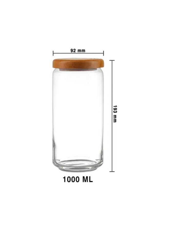 OCEAN GLASSES Ocean Pop Glass Jar 1000 ml with Wooden Cover – Airtight Storage Container for Kitchen, Pantry & Dry Food Organization – Thailand Made - Image 2