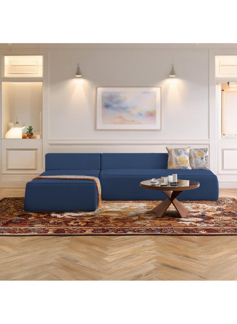 Karnak Milan Modern L-Shaped Sectional Sofa, Blue Velvet, Right Chaise Orientation, Space-Saving Design with Interchangeable Chaise - Image 3