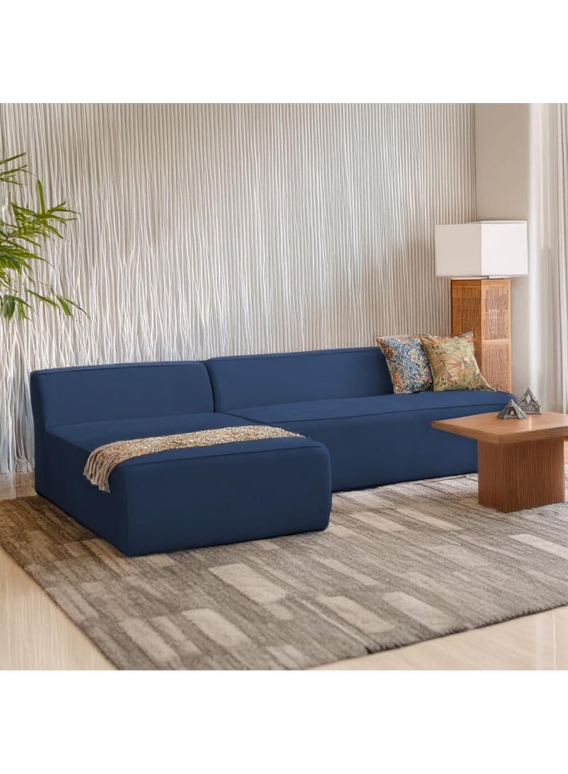 Karnak Milan Modern L-Shaped Sectional Sofa, Blue Velvet, Right Chaise Orientation, Space-Saving Design with Interchangeable Chaise - Image 4