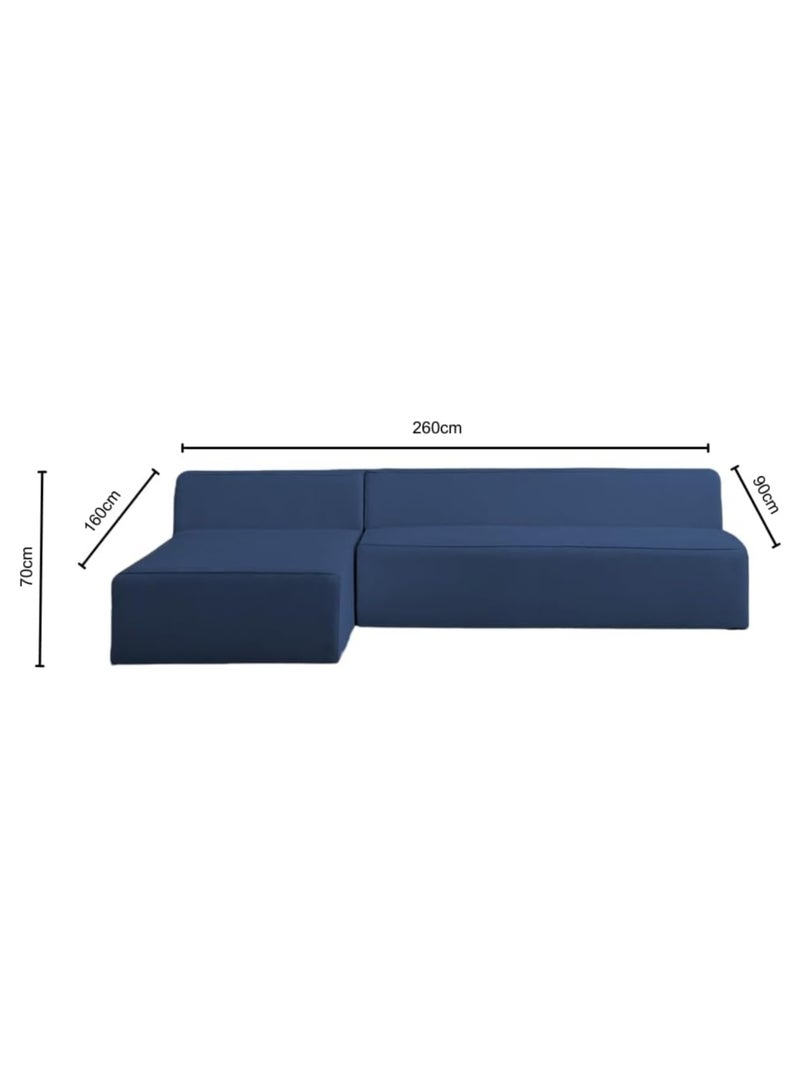 Karnak Milan Modern L-Shaped Sectional Sofa, Blue Velvet, Right Chaise Orientation, Space-Saving Design with Interchangeable Chaise - Image 2