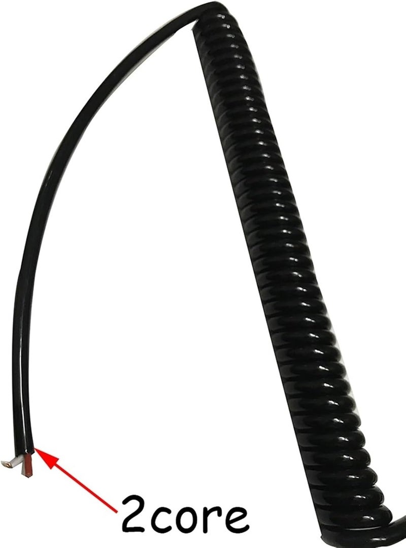 Electrical wire 2 Core Corrugated Spring Cable 0.7mm Square 2.5 Meters 5 Meters 7.5 Meters Inner Diameter 6mm Flexible Spiral Hose Cable Tubing Retractable Coil(Line length 2.5 meter 2core 0.7mm2) - Image 2