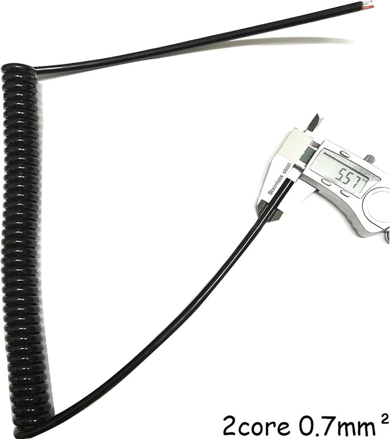 Electrical wire 2 Core Corrugated Spring Cable 0.7mm Square 2.5 Meters 5 Meters 7.5 Meters Inner Diameter 6mm Flexible Spiral Hose Cable Tubing Retractable Coil(Line length 2.5 meter 2core 0.7mm2) - Image 3