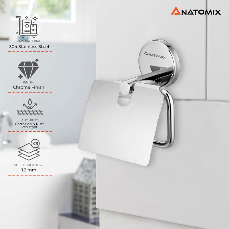 ANATOMIX Anatomix Lotus Stainless Steel Toilet Paper Holder Toilet Paper Roll Holder for BathroomToilet Tissue Roll Holder Pack 2 Wall Mounted  - Image 2