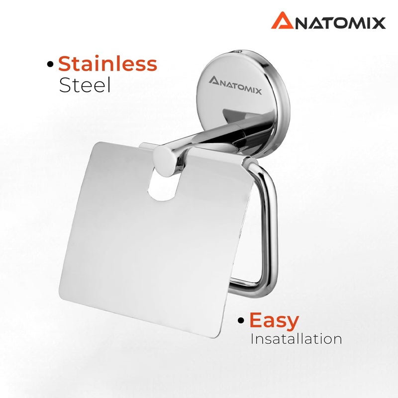 ANATOMIX Anatomix Lotus Stainless Steel Toilet Paper Holder Toilet Paper Roll Holder for BathroomToilet Tissue Roll Holder Pack 2 Wall Mounted  - Image 4