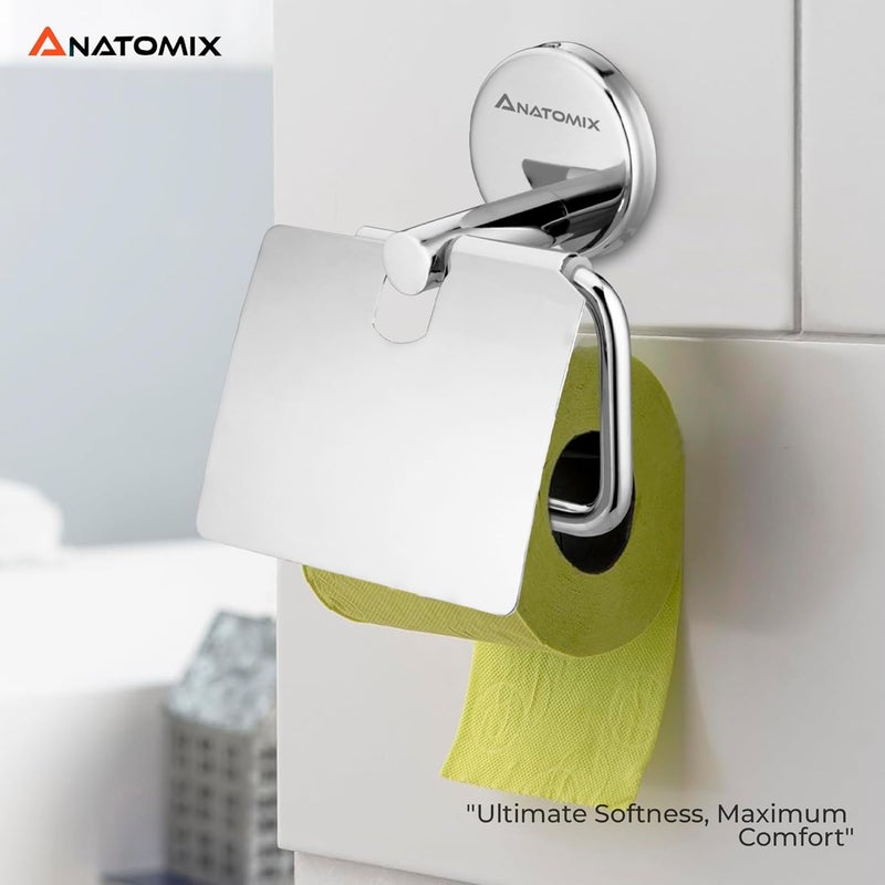 ANATOMIX Anatomix Lotus Stainless Steel Toilet Paper Holder Toilet Paper Roll Holder for BathroomToilet Tissue Roll Holder Pack 2 Wall Mounted  - Image 3