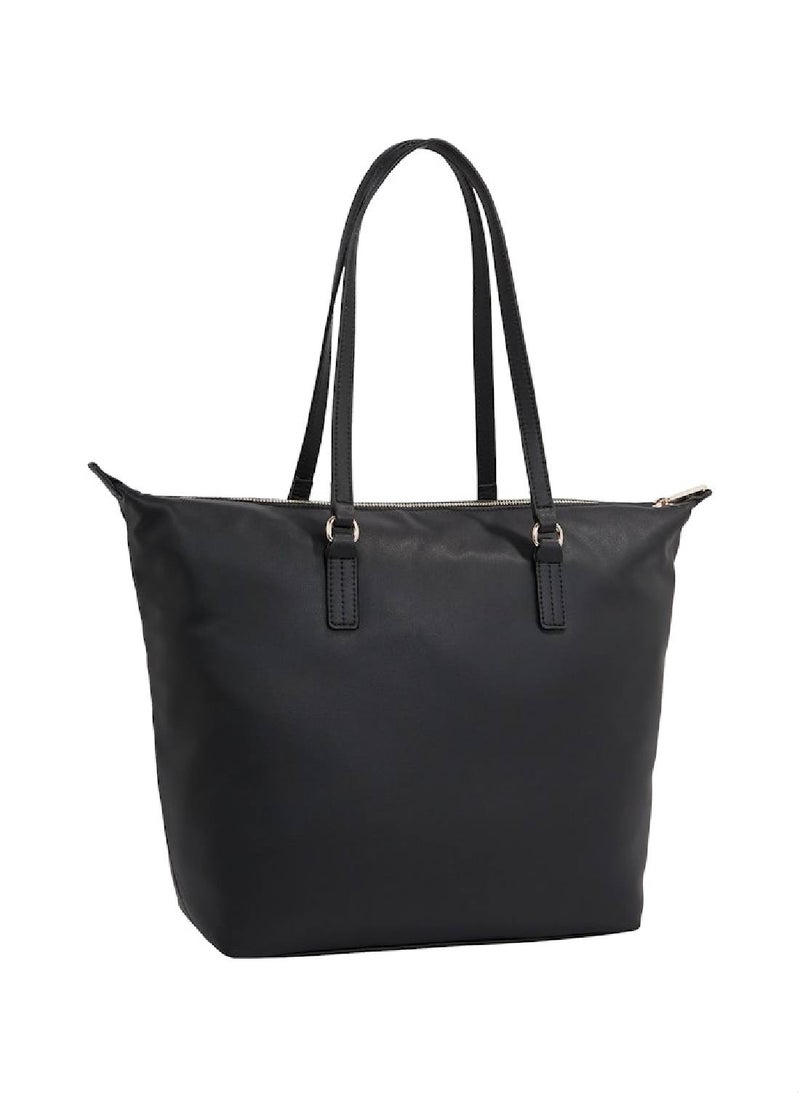 TOMMY HILFIGER - Women's Th Monogram Plaque Tote, Black- Recycled Polyester - Image 1