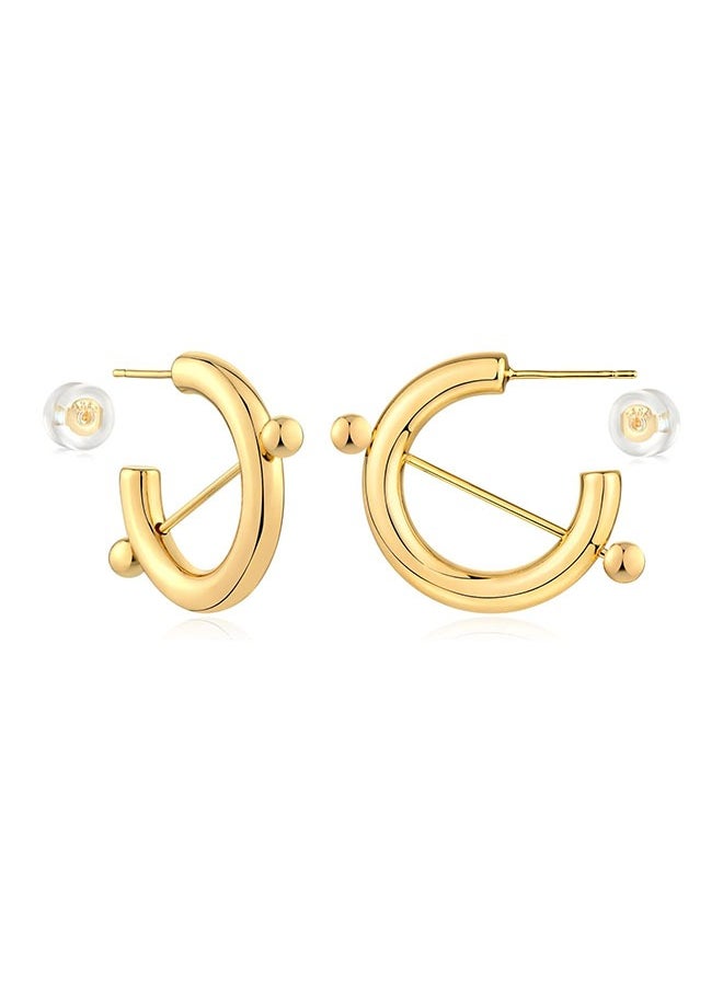 Mevecco - Women Hoop Earrings Gold Open C Shape 14K Gold Filled Small Simple Handmade Hypoallergenic Everyday Illusion Jewelry - Image 1