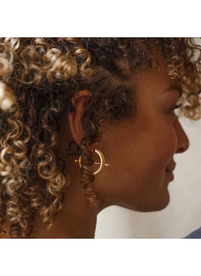 Mevecco - Women Hoop Earrings Gold Open C Shape 14K Gold Filled Small Simple Handmade Hypoallergenic Everyday Illusion Jewelry - Image 1